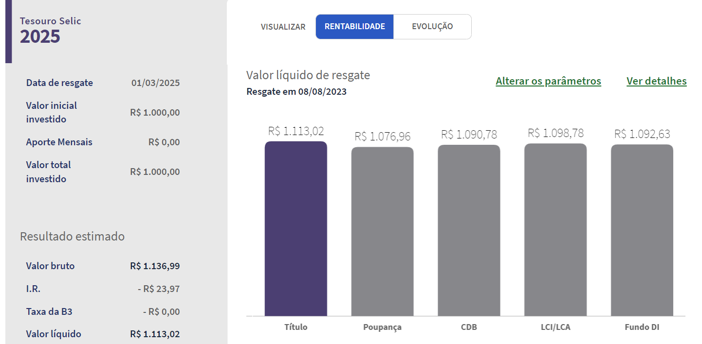 Quanto rende R$ 1.000 no Tesouro Direto hoje?