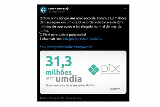 Post feito no Twitter pelo Banco Central nessa quarta-feira, 7 de julho. Créditos: Reprodução/Twitter