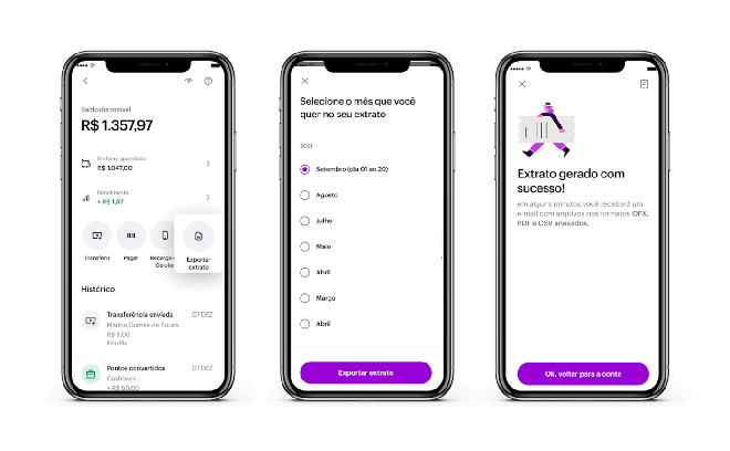 Nubank libera a função emissão de extrato pelo aplicativo