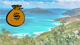 Ao fundo, paisagem das Ilhas Virgens Brtânicas, um dos paraísos fiscais mais buscados. Créditos: Divulgação/Pixabay/M3Mídia