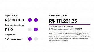 Simulação feita no site do Nubank em 15/12/2022 - Créditos: Reprodução Nubank/Poupar Dinheiro