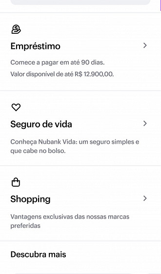 Selecione a ferramenta Shopping na página inicial do App. Créditos: Reprodução/Nubank
