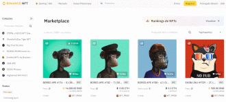 Marketplace de NFTs da Binance mostrando as obras favoritas dos usuários. - Reprodução.