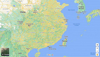 Localização de Taiwan no  mapa mundi. Créditos: Reprodução/Google Maps