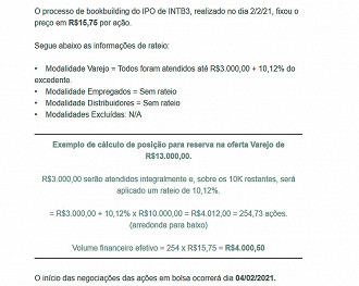 Intelbras fará rateio de ações para investidores de varejo - Fonte: Corretora Rico