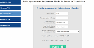 Calculadora de Rescisão da Catho - Reprodução