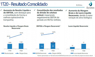 Dados do balanço da DTEX3 no 1T de 2020 - Fonte: Reprodução