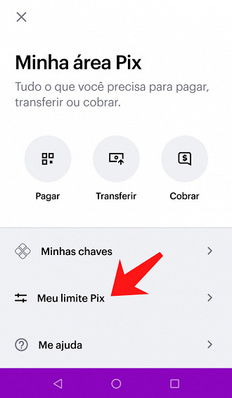 Função Meu Limite Pix do Nubank fica abaixo do controle das chaves.