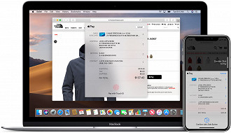 O Apple Pay também pode ser utilizado para pagamentos pelo Mac, com autenticação em um iPhone. Créditos: Divulgação/Apple