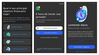 Primeiros passos no app Mobills. Créditos: Reprodução/Mobills