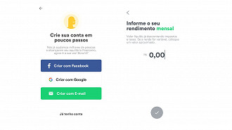 Primeiros passos no app Organizze. Créditos: Reprodução/Organizze